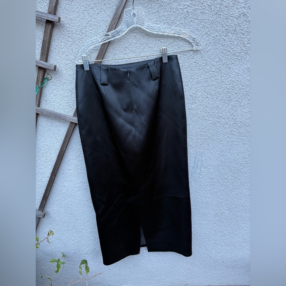 Helsa Heavy Satin Column Skirt in Black - Picture 6 of 7